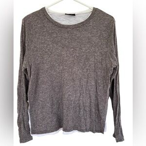 Vici Women's Greyish Brown/White Wool Blend Long Sleeve Top Size Medium‎